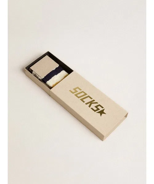 Носки Golden Goose с потертостями и полосками, хлопок, белый — фото 2