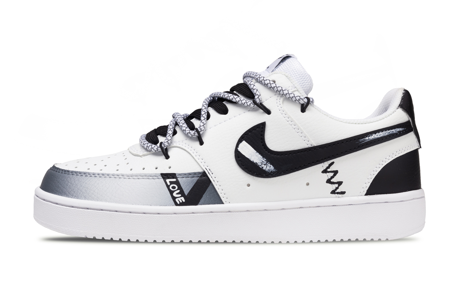 

Nike Court Vision 1 Black White Love Trace устойчивые к истиранию низкие скейтборд кроссовки мужские Black Gray