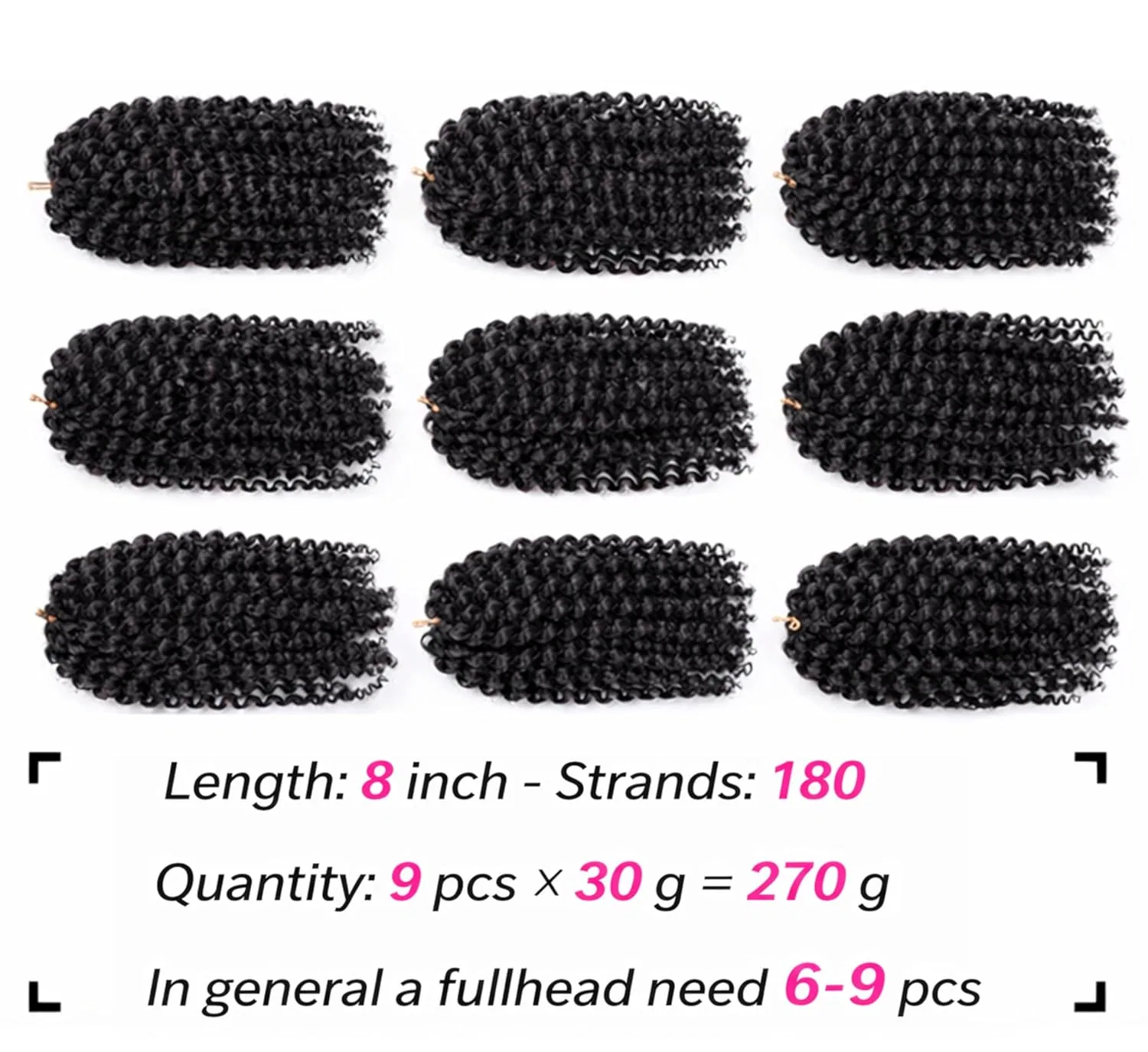 Наращивание волос Marley Bob Kinky Curly для плетения крючком Hair Beauty, 1B — фото 3