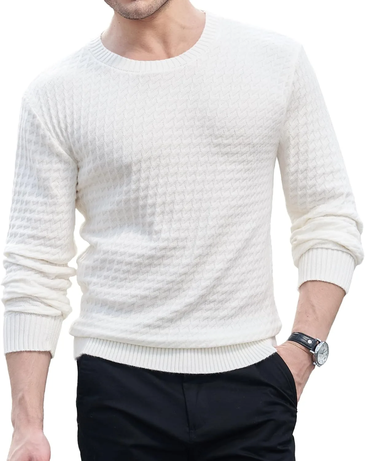 

Мужской свитер KUYIGO с длинным рукавом, легкий и мягкий