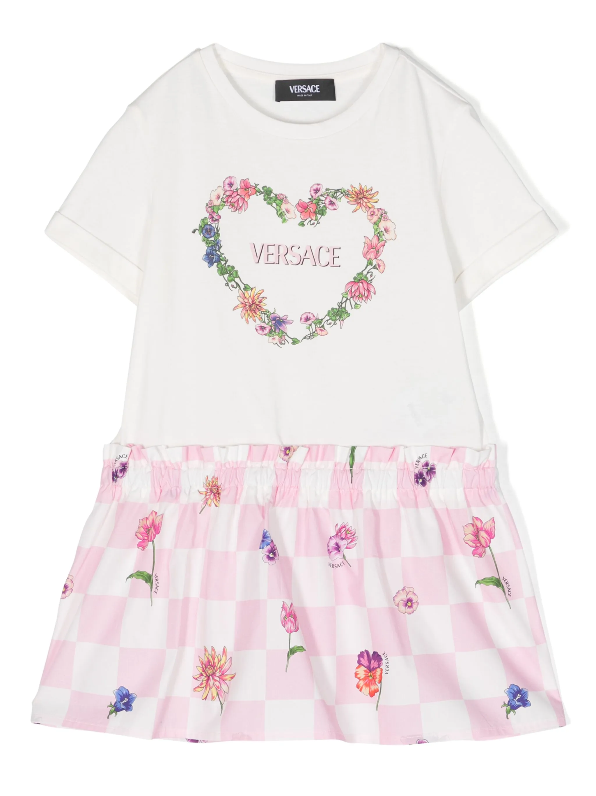 

Расклешенное платье с логотипом Versace Kids, белый