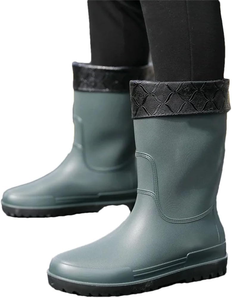 

Мужская обувь для дождя, резиновые сапоги, взрослые водонепроницаемые средние по длине ботинки, мягкая и нескользящая толстая подошва Generic, 740 En8 Cotton