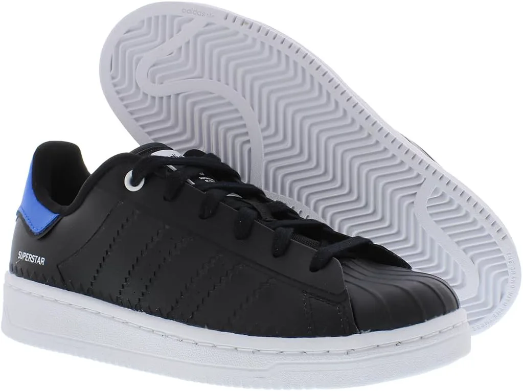 Мужские кроссовки Adidas Superstar на шнуровке, черный/белый/синий — фото 4