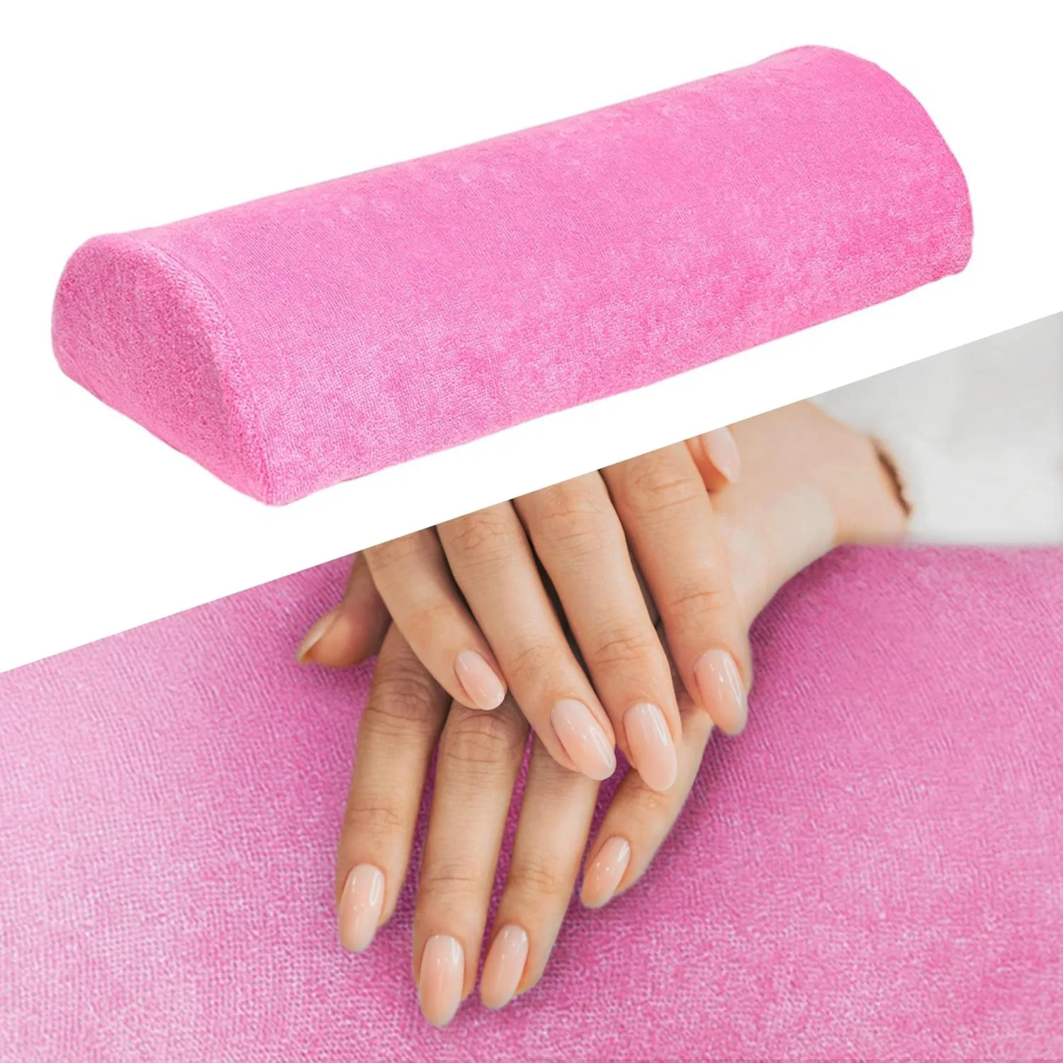 Подушка-подлокотник для маникюра портативная (розовая, большая) ‎Profico, Terry Cloth Pink — фото 2