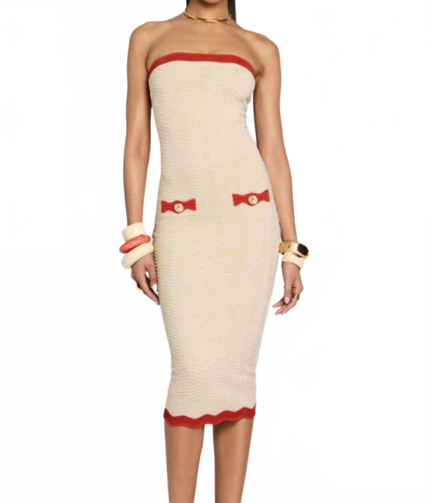 

Kins Knit Dress In Metallic Bone/ Geranium Retrofete, металлик