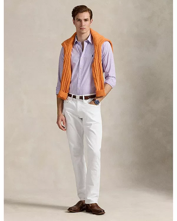 Классическая рубашка из эластичного поплина в клетку. Polo Ralph Lauren, Purple/White — фото 2