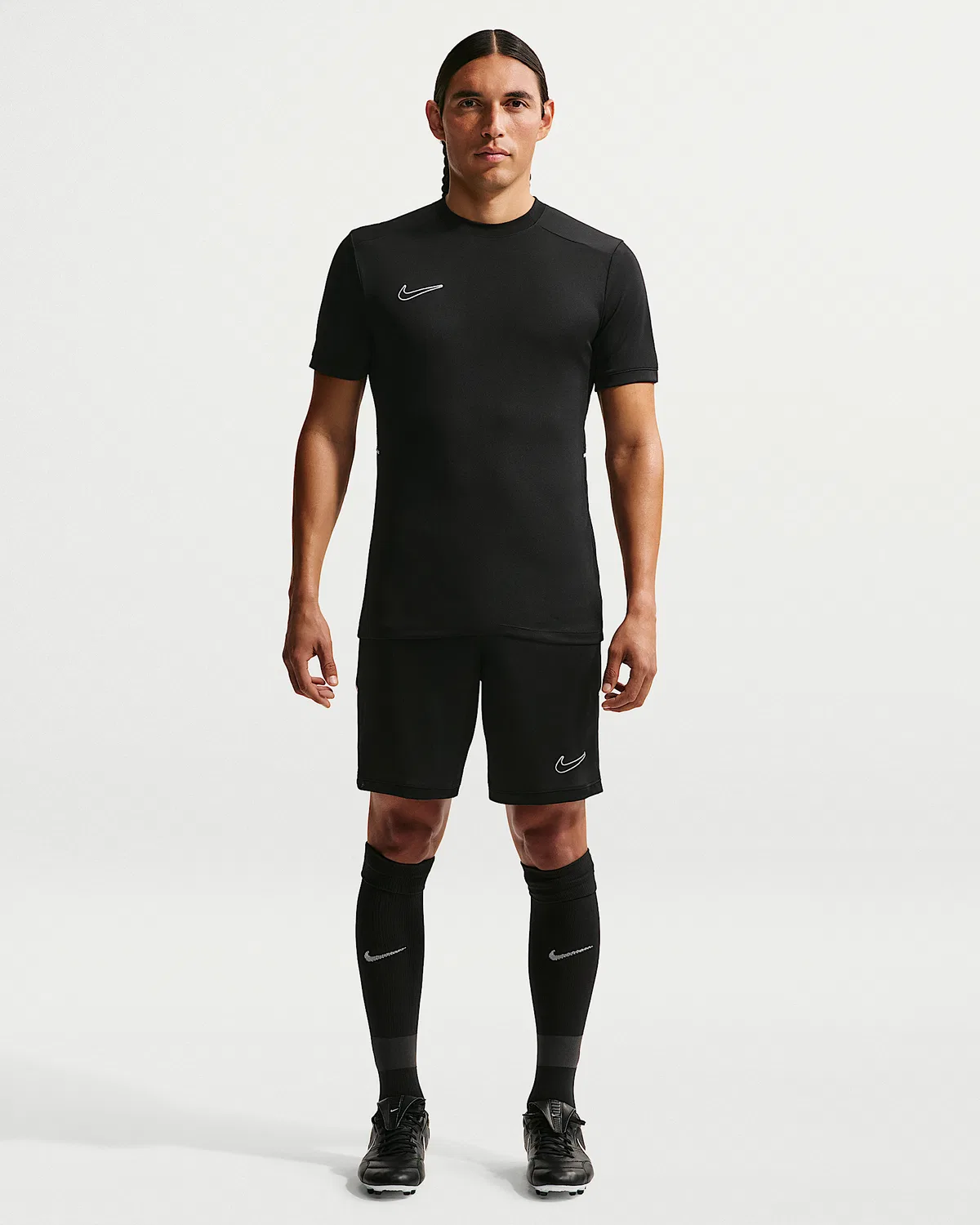 Мужская футболка Nike Academy+ Dri-FIT с коротким рукавом, Black/Black/White/White — фото 4