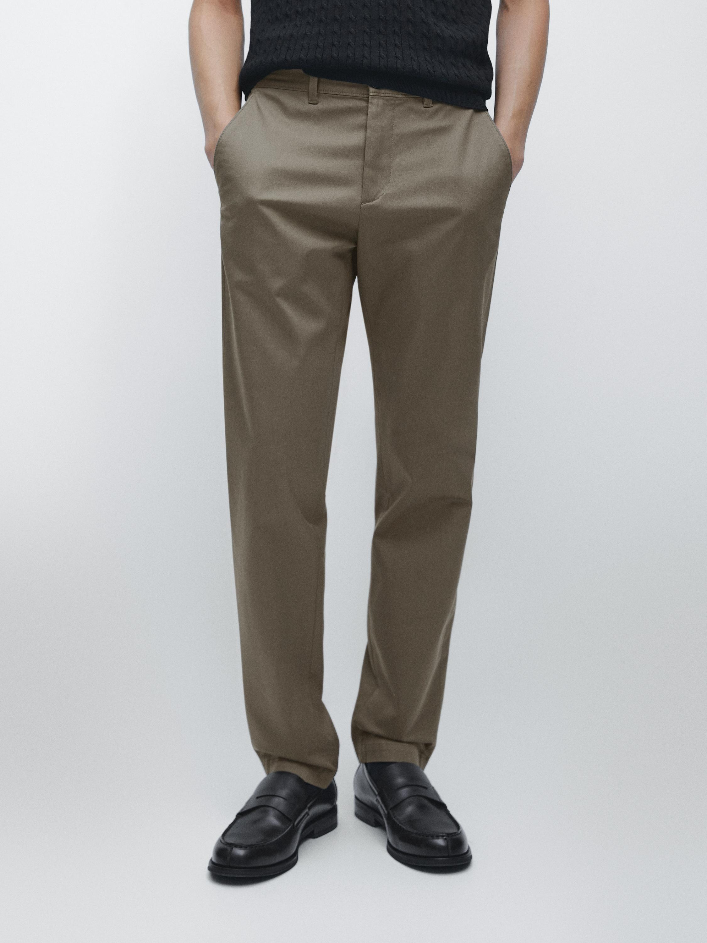 Брюки slim fit из хлопковой смеси Massimo Dutti, green — фото 3
