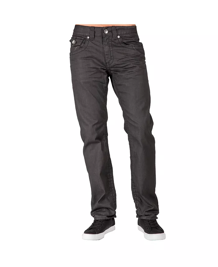 

Мужские джинсы Relaxed Straight Leg Premium Denim черные с покрытием в ретро-стиле, с молниями и отделкой карманов Level 7, коричневый