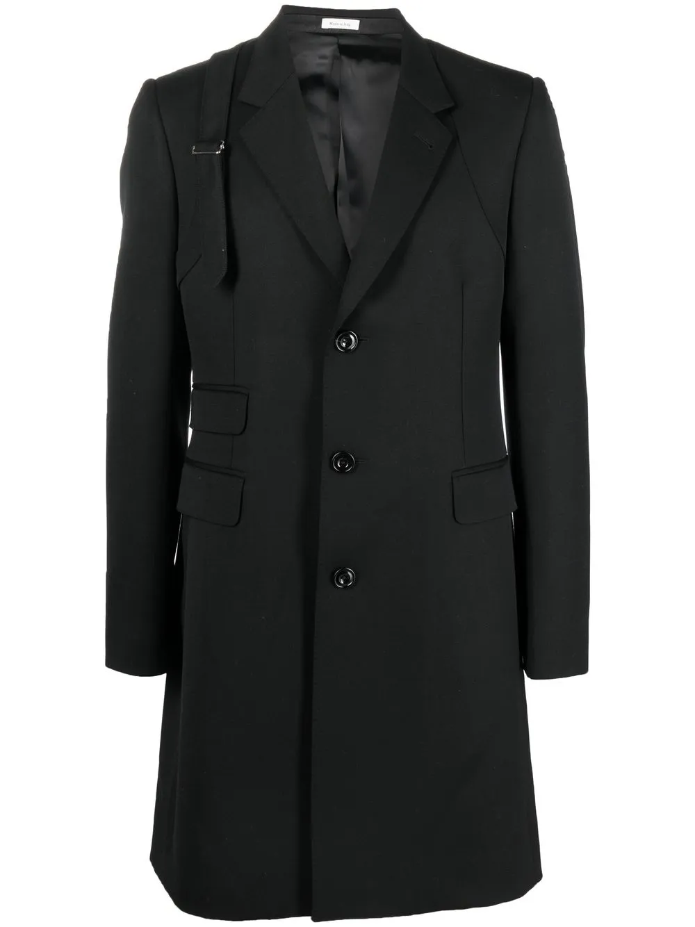 

Однобортное шерстяное пальто Alexander McQueen, черный