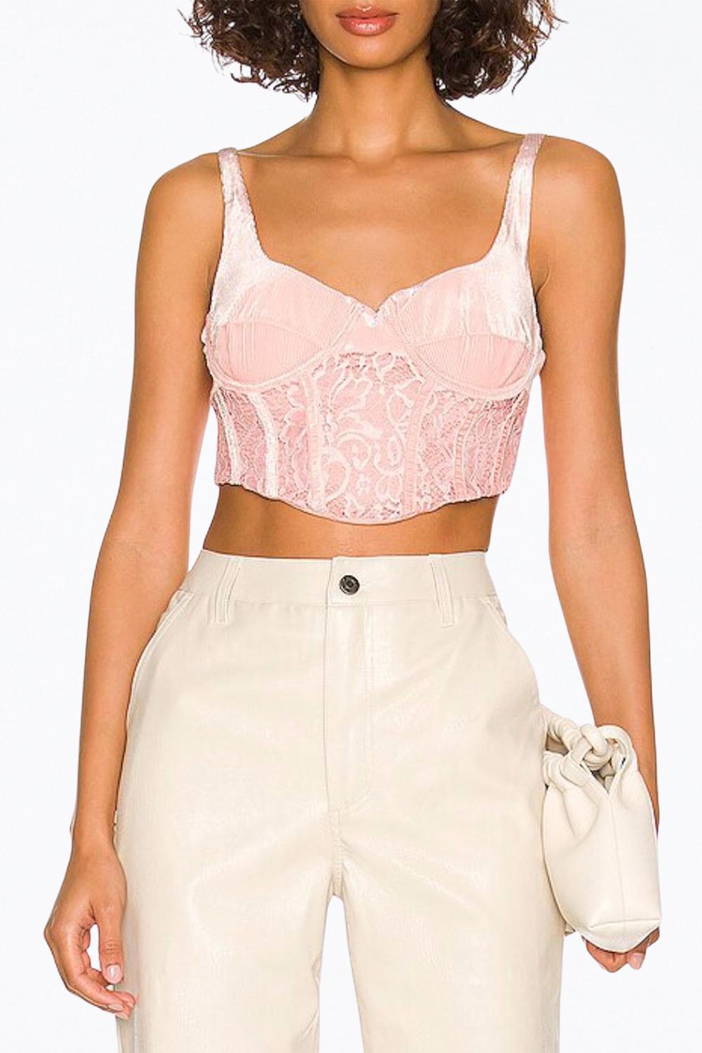 

Топ-корсет Ama Velvet Ribbed в цвете Apricot Blush AFRM