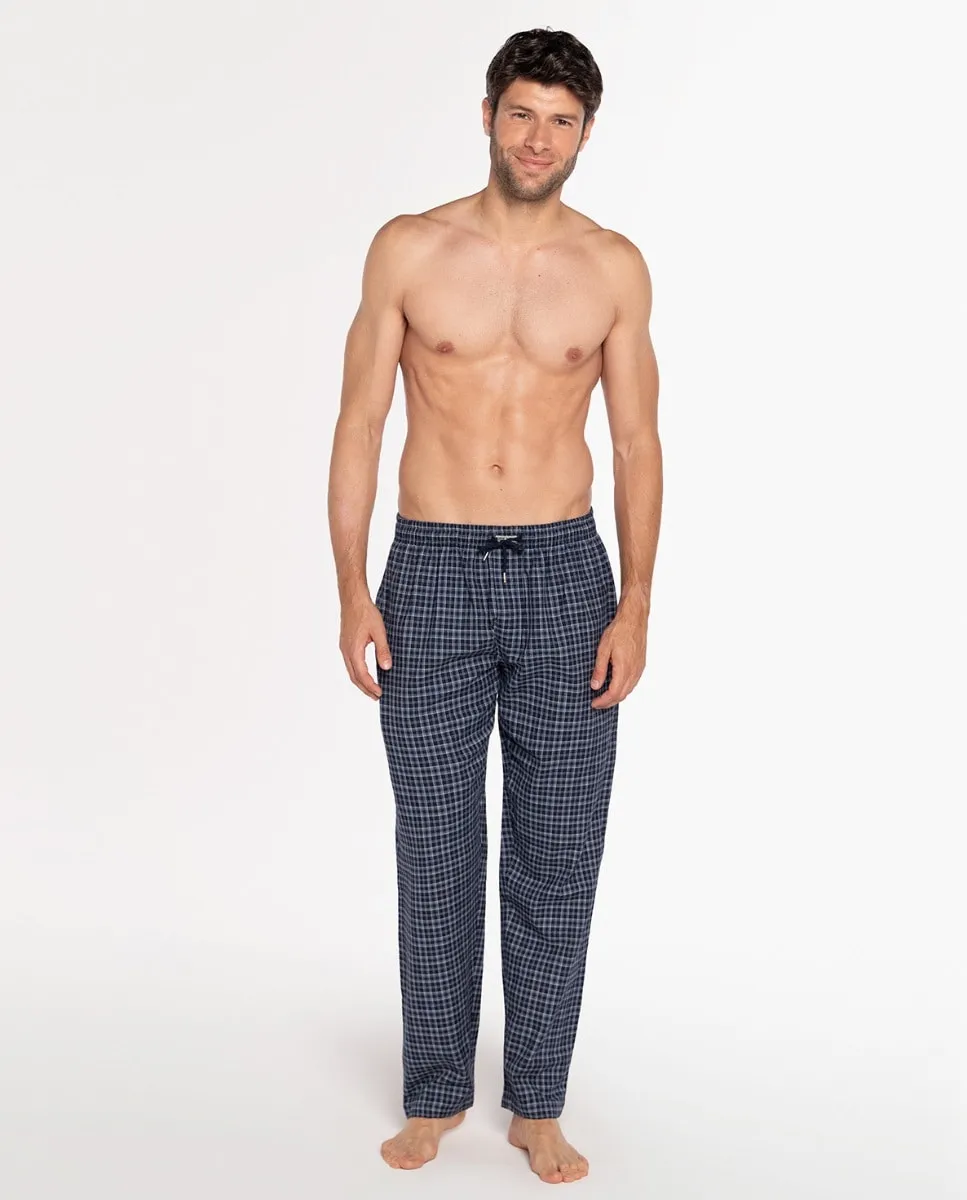 

Длинные мужские пижамные штаны из ткани Punto Blanco, синий/белый