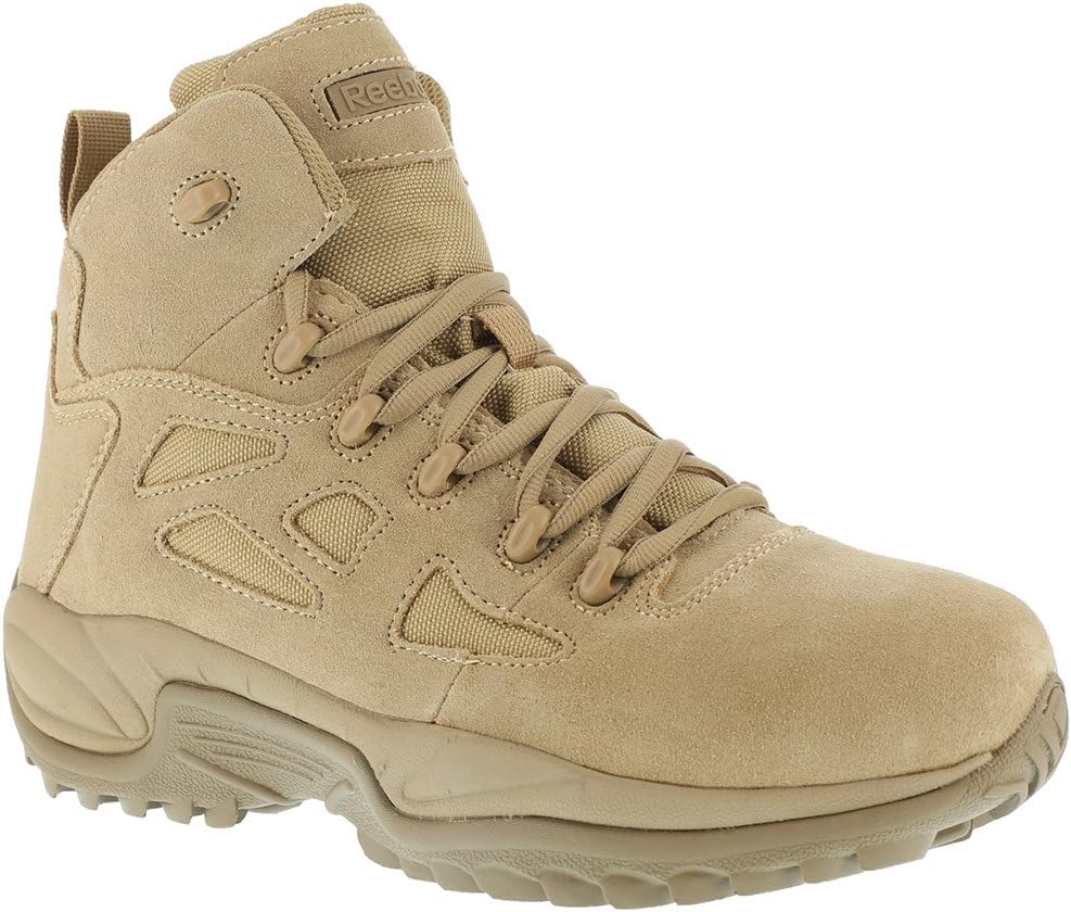 Мужские тактические ботинки Reebok Rb8694 Rapid Response с композитным носком, 15 см, боковая молния, пустынный тан, военные и тактические ботинки, Desert-suede — фото 2