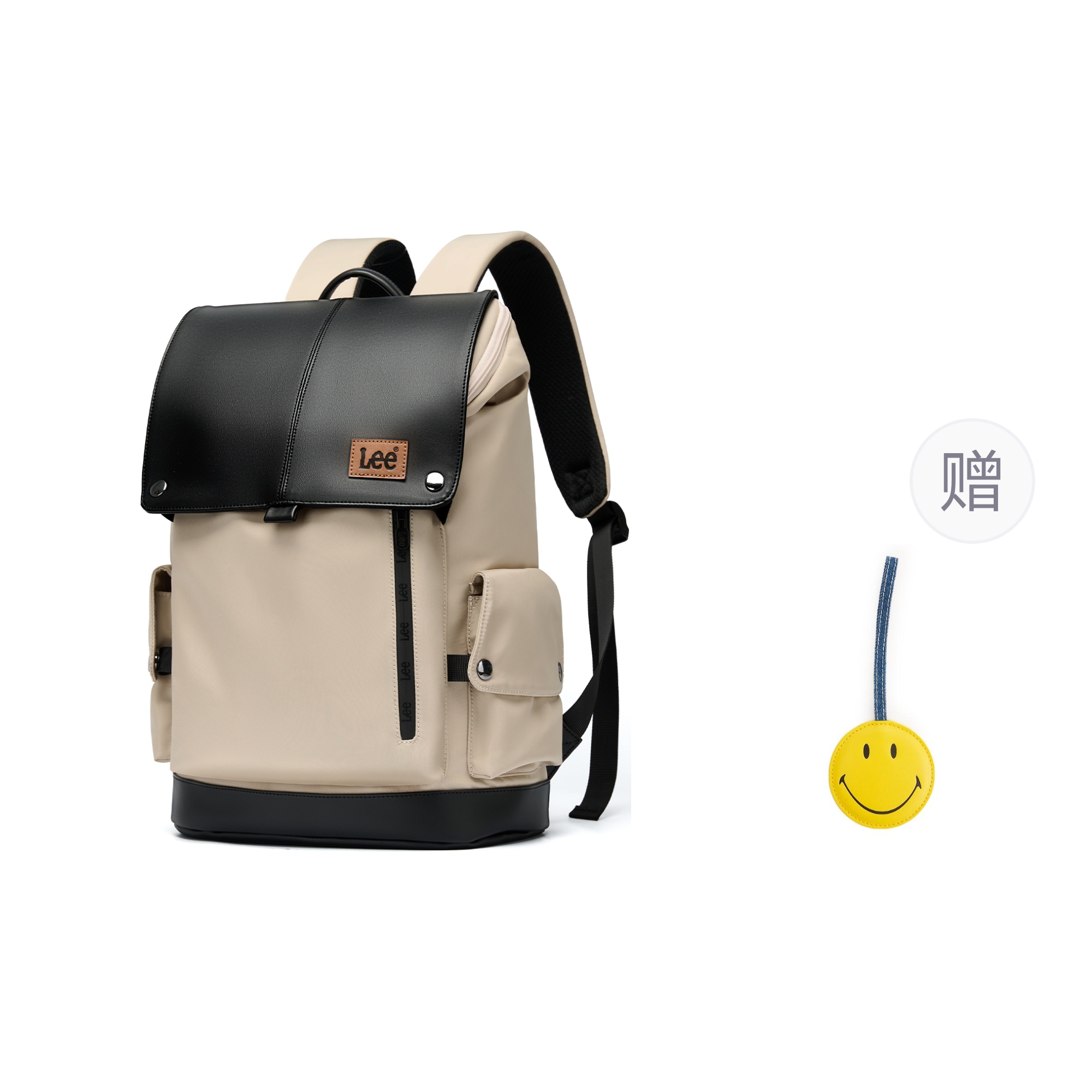 

Lee Оксфордский облегченный рюкзак унисекс хаки джаспер, Apricot Brown+Smiley Smiley Face Charm