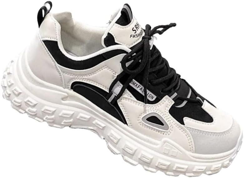 

Мужские спортивные кроссовки с толстой подошвой - дышащие, низкие, повседневного стиля, с противоскользящей резиновой подошвой и верхом из искусственной кожи - подходят для повседневной и полуформальной носки Fmshi, черный