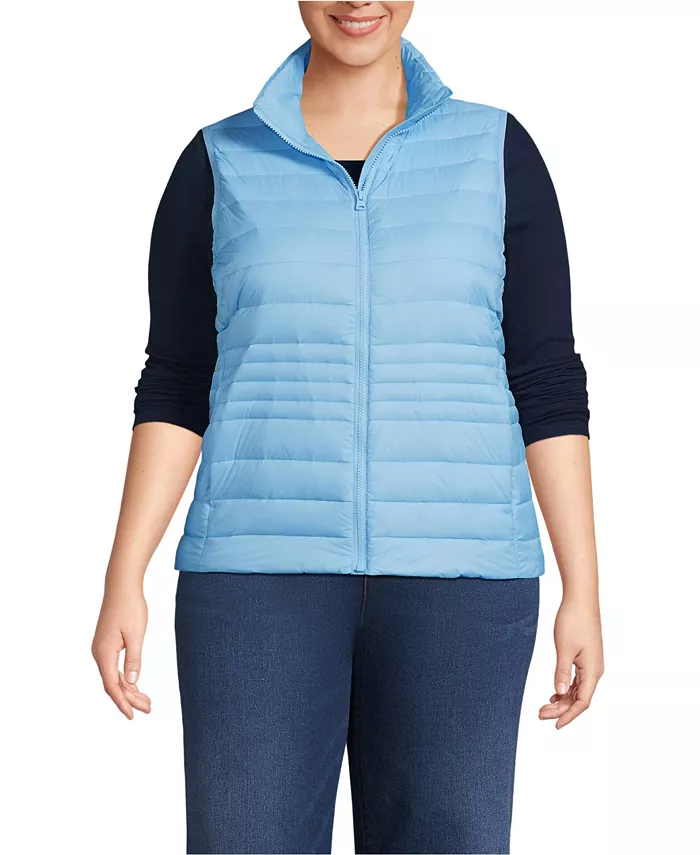 

Жилет Wanderweight Packable Down Size Plus Lands' End, синий