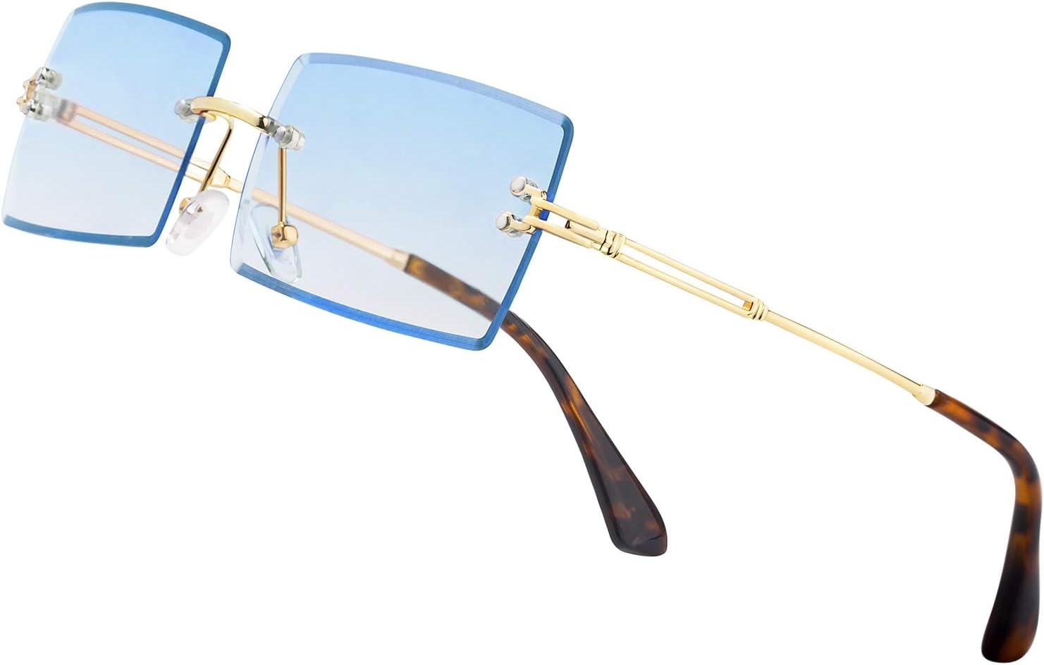 

Стильные маленькие прямоугольные солнцезащитные очки для женщин и мужчин, тонированные, без оправы, ультралегкие, конфетного цвета, цвета океана, солнцезащитные очки NP1034 NIEEPA, Gold Frame/Gradient Blue Lens