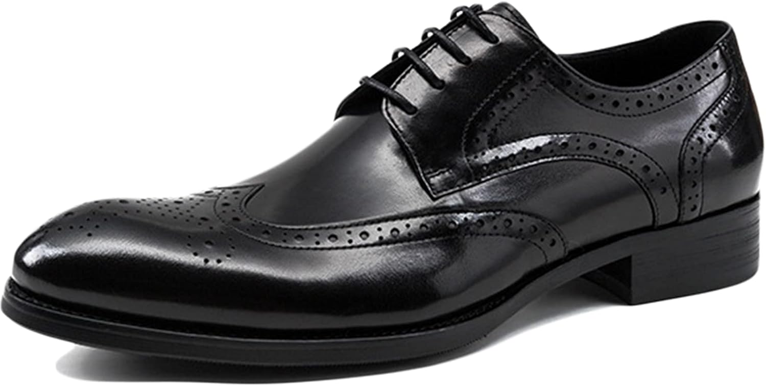 

Мужские черные кожаные оксфорды WKNBEU, деловая обувь с крыльями, классические формальные кожаные туфли на шнуровке для свадьбы, выпускного или вечеринки, синие- US7/UK6/EU39