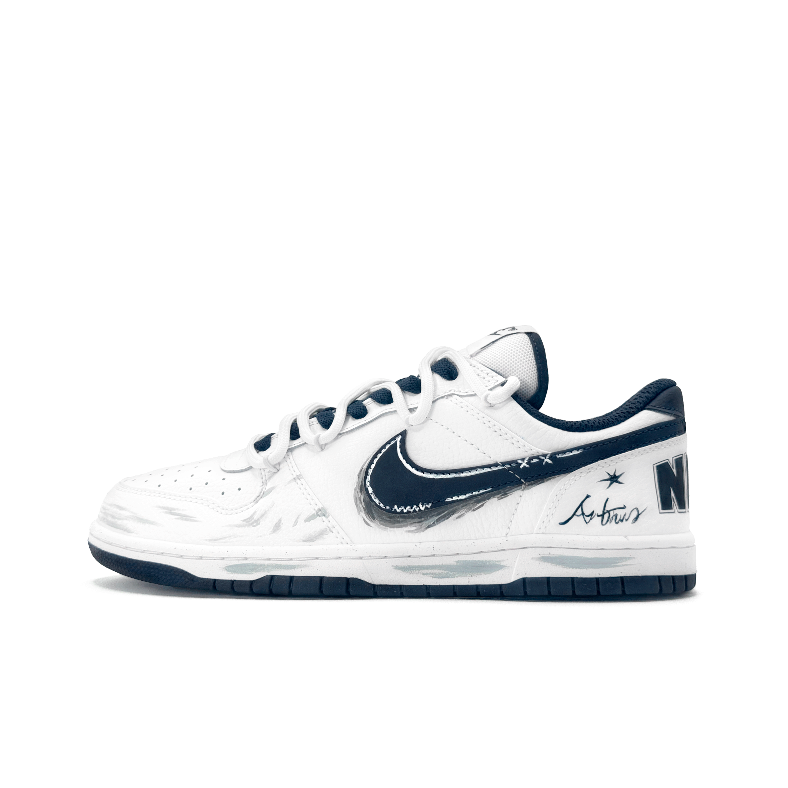 

Nike Большие ручной работы синего тона устойчивые к истиранию низкие скейтборд кроссовки мужские бело-синие