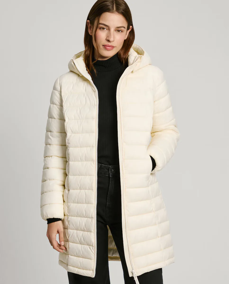 

Длинный женский пуховик со съемным капюшоном Pepe Jeans, белый