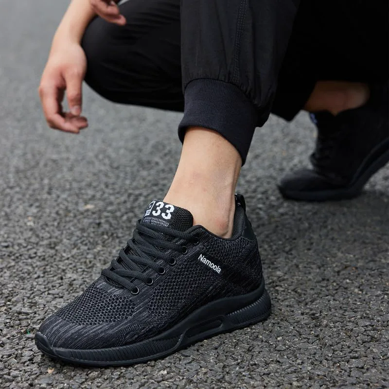 

Мужские невидимые кроссовки с увеличением роста Легкие спортивные обувь Нескользящие кроссовки с повышением роста на 6 см Namoola, черный