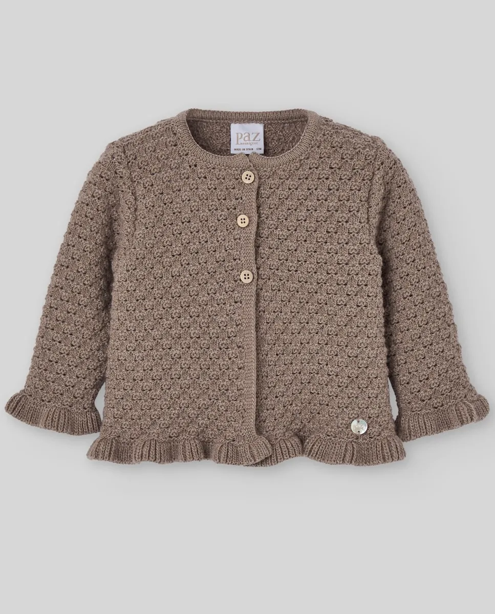 

Детская вязаная куртка с текстурой, коллекция Помпон Paz Rodríguez, коричневый