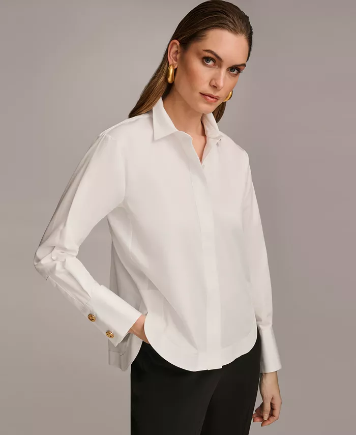 

Женская рубашка с воротником на пуговицах спереди Donna Karan New York, белый
