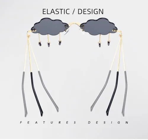 

Модные солнцезащитные очки в стиле ретро, ​​без оправы, в стиле стимпанк, забавные очки в форме облаков, очки с защитой от УФ-излучения UV400 MTZJH, Gold Dark Blue C4