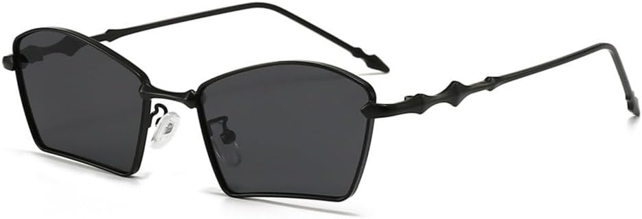 

Модные солнцезащитные очки веерообразной формы для женщин, металлические оправы, винтажные квадратные солнцезащитные очки для мужчин, очки для вождения для женщин MTZJH, Black