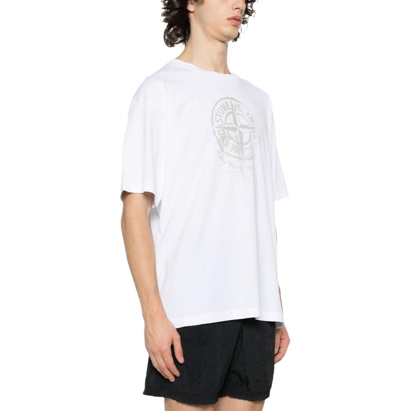 Футболка мужская белая Stone Island, белый — фото 4