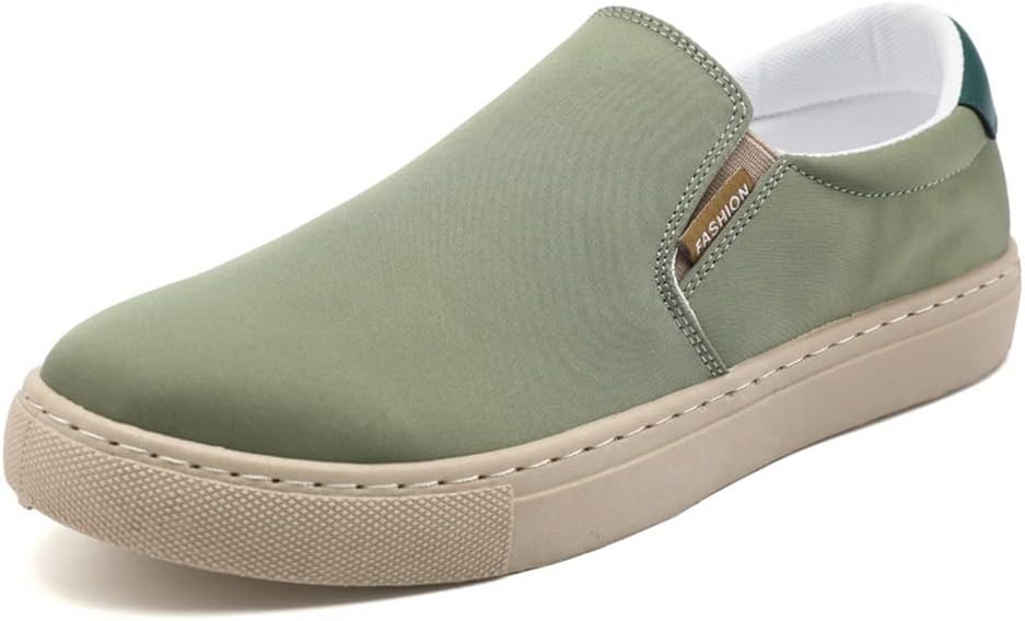 

Мужские туфли больших размеров из шелковистой парусины, повседневные туфли без шнурков Tazimall, зеленый