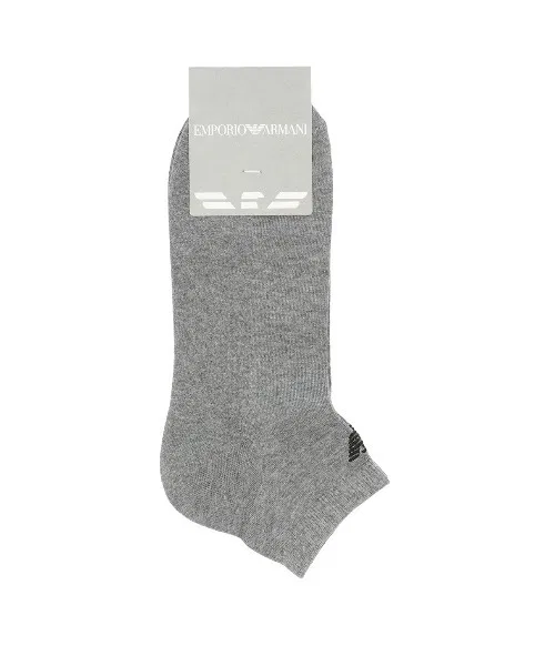 Носки короткие EMPORIO ARMANI Supima cotton mix с логотипом, светло-серые