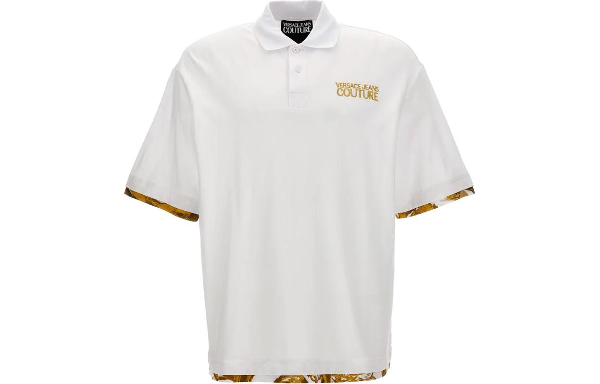 

Поло с коротким рукавом и вышитым логотипом VERSACE JEANS COUTURE, белый