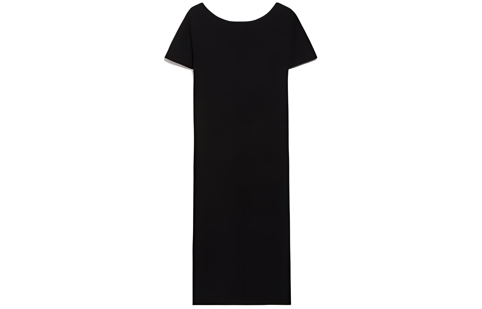 

MaxMara Studio Платье Luglio Collection из эластичной вискозы с короткими рукавами, женское, черное