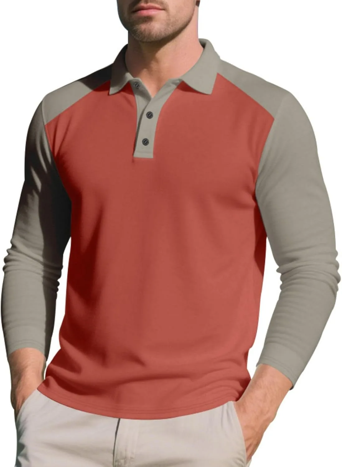 

Мужская поло с длинным рукавом drop shoulder и цветными блоками