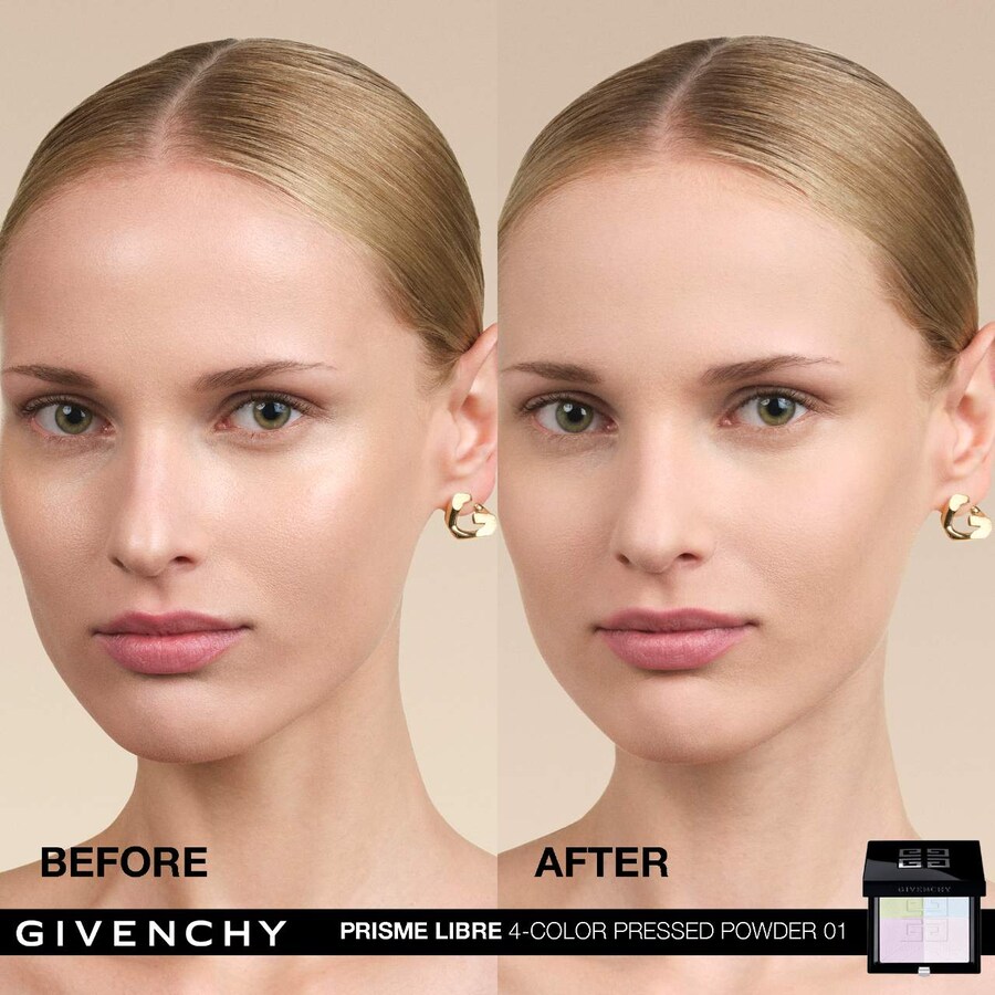 Прессованная матирующая пудра Prisme Libre для разглаживания и коррекции цвета Givenchy, 0.2 oz /7 g, 01 Mousseline Pastel — фото 3