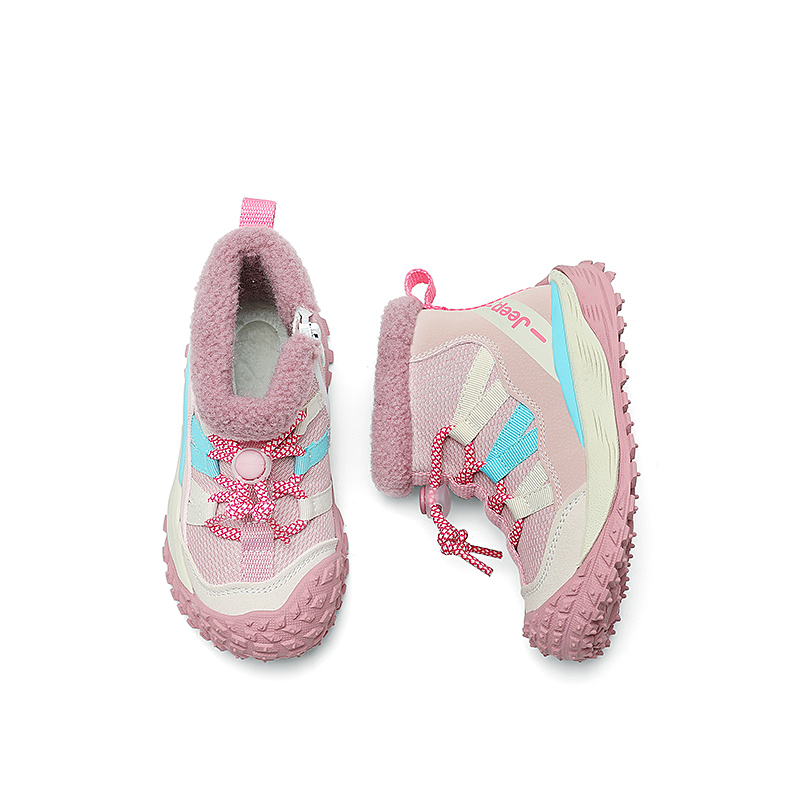 Высокие детские ботинки Khaki Brown Cherry Blossom Pink Kids' Jeep, цвет хаки/вишнёвый розовый, размер L, хлопок — фото 3