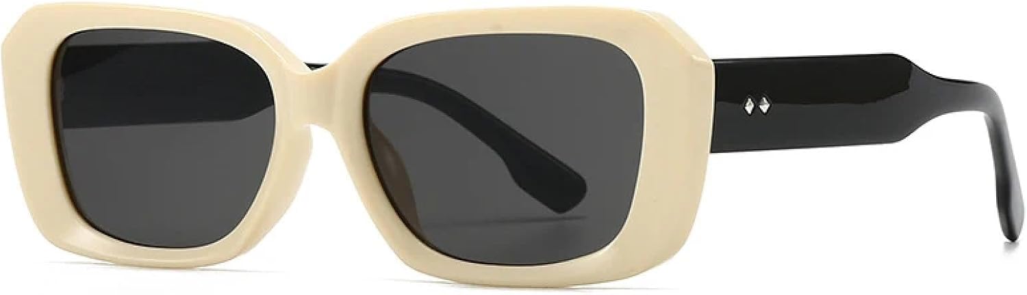 

Модные солнцезащитные очки Polygon для женщин в стиле ретро, ​​конфетные цвета, прозрачный градиент, защита от УФ-излучения UV400, мужские очки с заклепками MWTSYSQ, Beige Black Gray