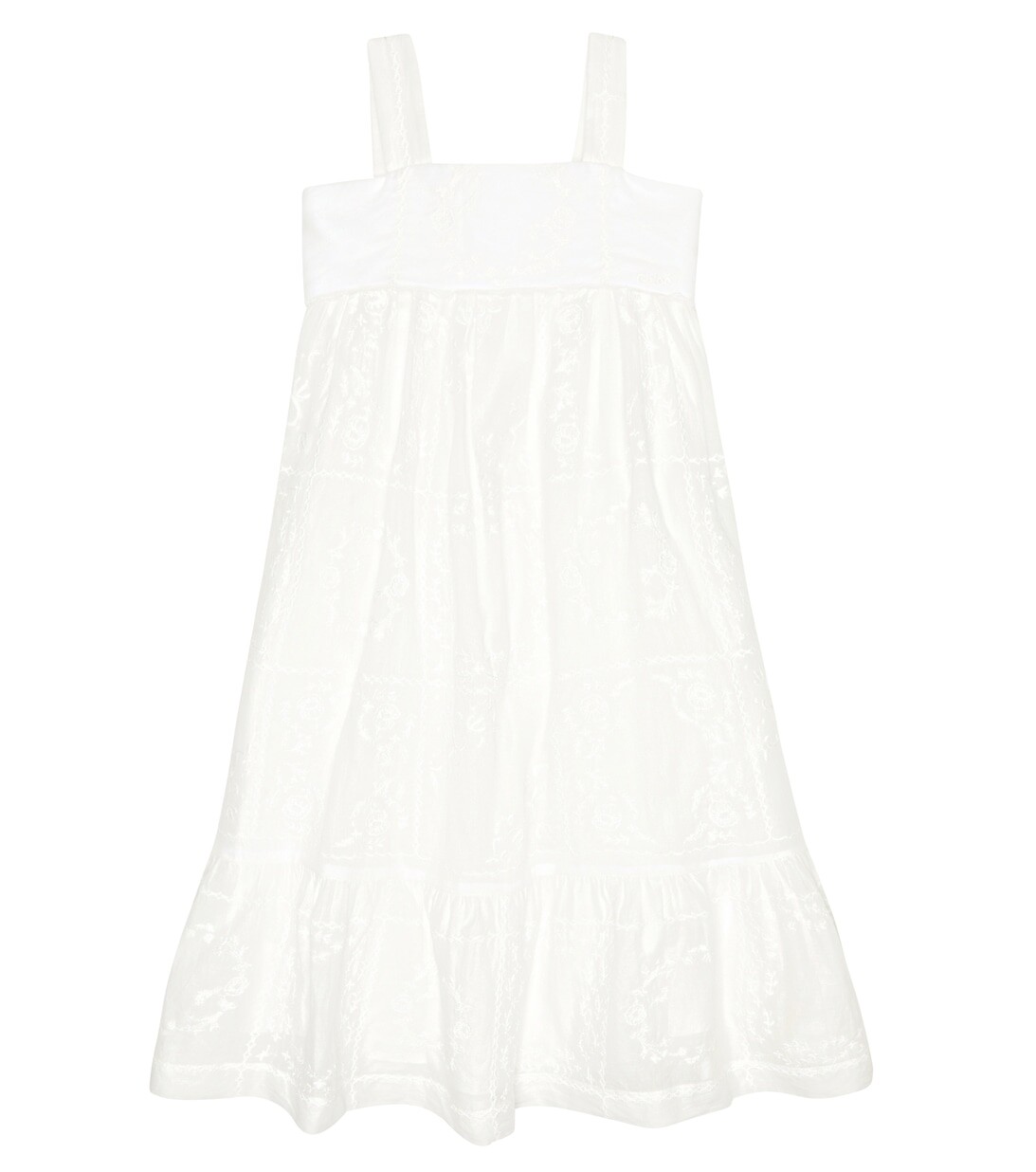 

Платье из хлопковой вуали с вышивкой Chloé, белый