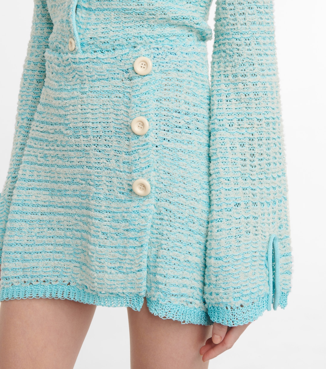 Мини-юбка из смесовой хлопковой ткани Acne Studios, Aqua Blue — фото 4