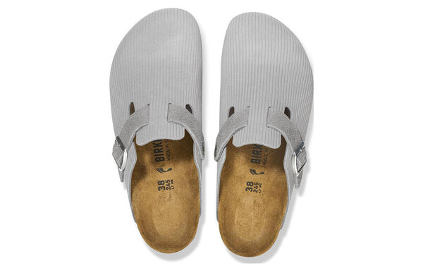 Тапочки boston suede embossed 'corduroy stone coin' Birkenstock, серый — фото 4