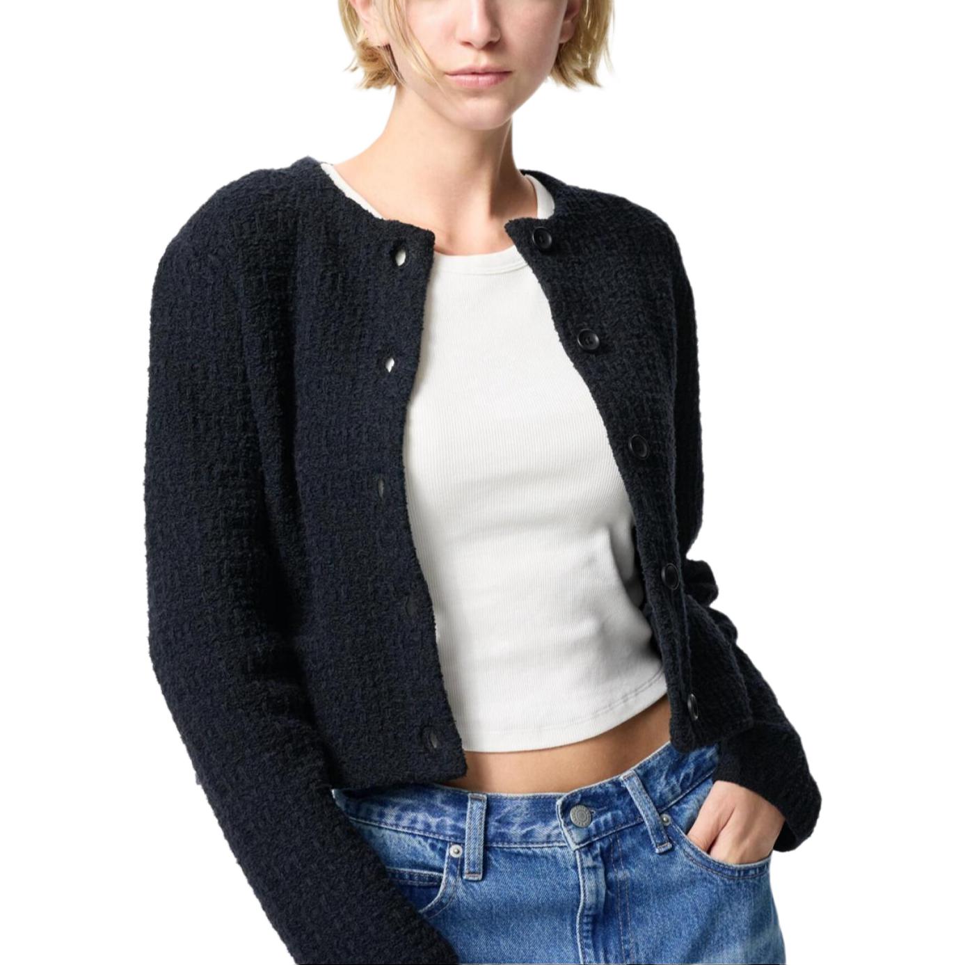 Uniqlo Женский трикотажный кардиган средней длины, черный — фото 3