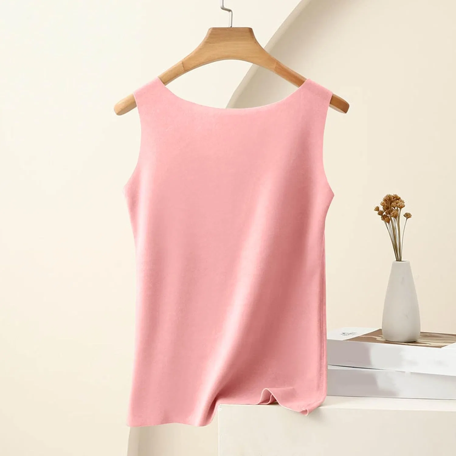 Женский топ-майка с круглым вырезом, Polyester, Pink — фото 4