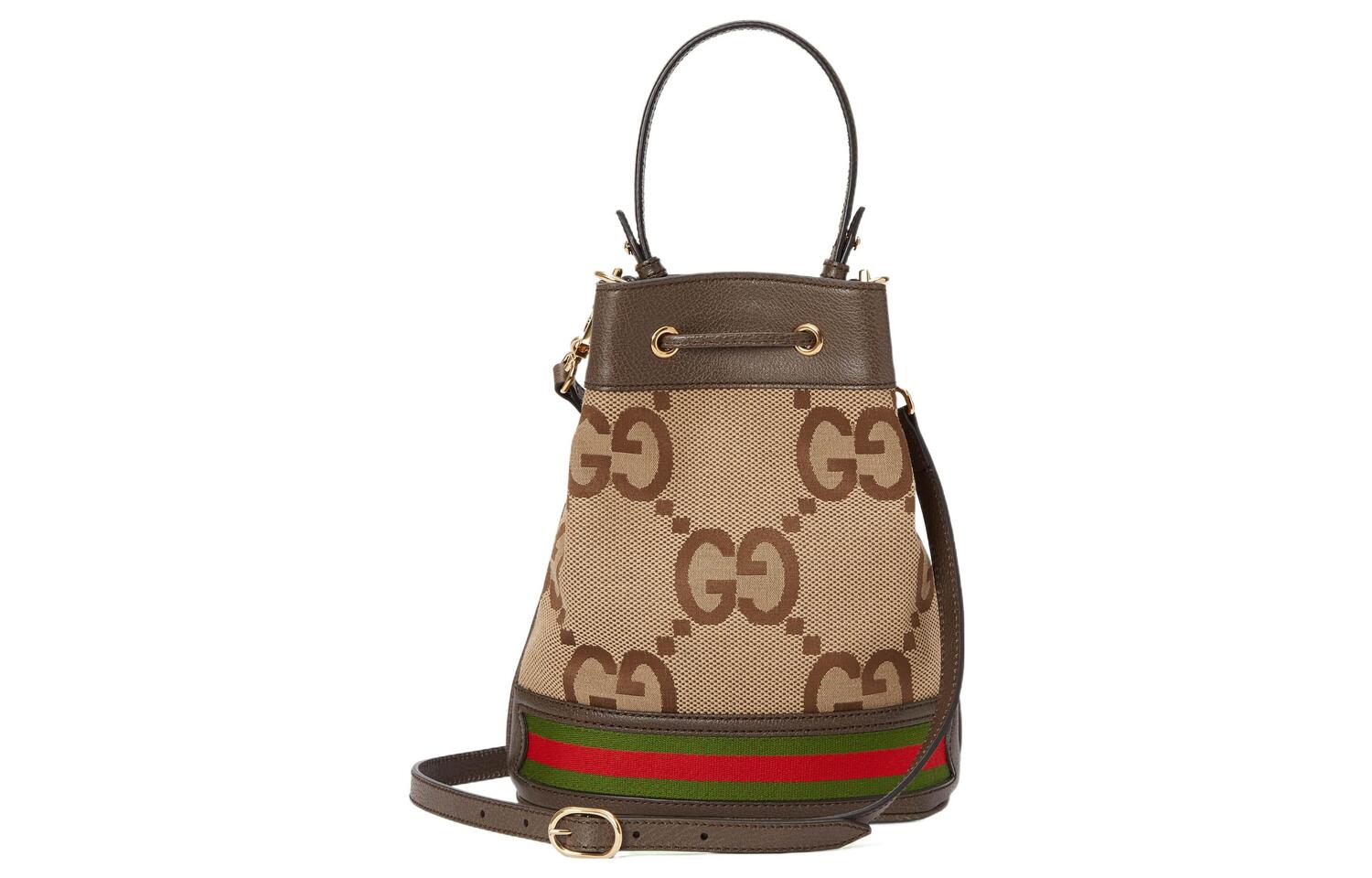 Сумка-ведро GUCCI Ophidia из канваса с кожаной отделкой — фото 3