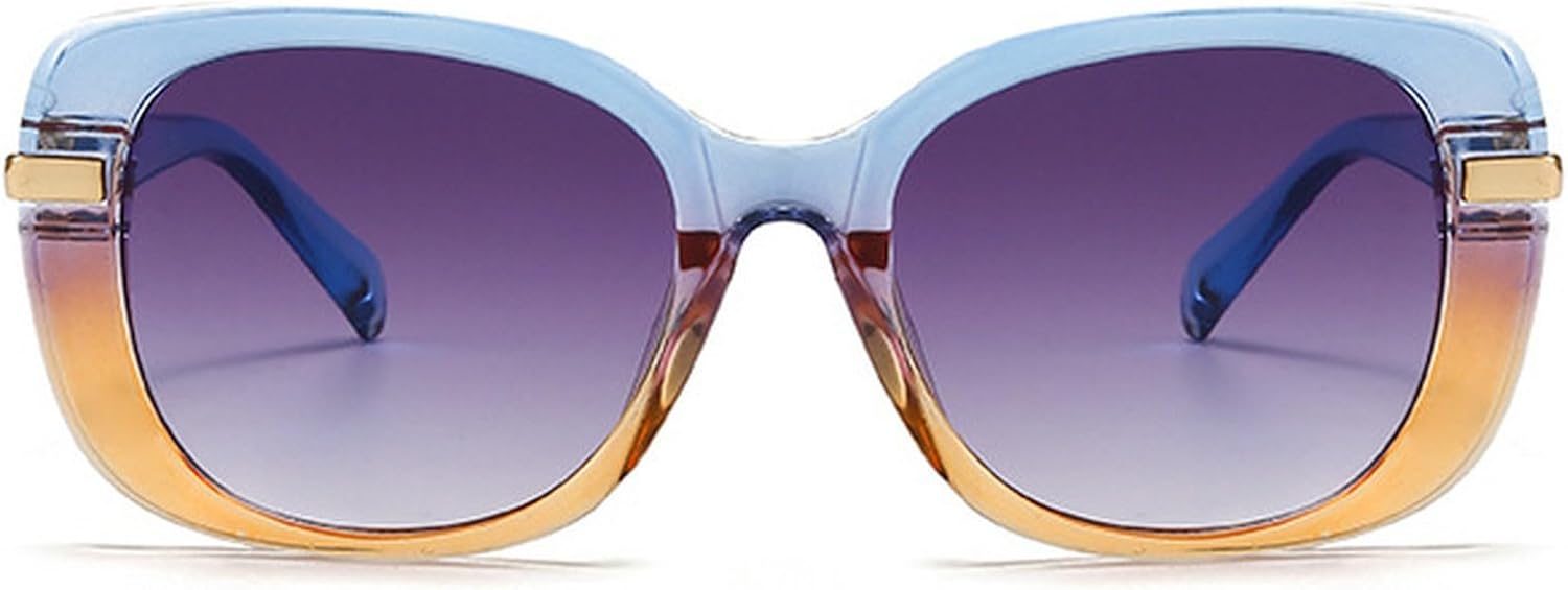 

Модные квадратные солнцезащитные очки для женщин в винтажном стиле, роскошные овальные солнцезащитные очки с защитой от УФ-излучения UV400, увеличенного размера с градиентным переходом цвета mincl, Blue Orange