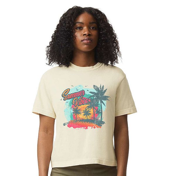 

Футболка Summer vibes vintage расслабленного кроя кроп Simply Sage Market, Ivory, Зеленый, Футболка Summer vibes vintage расслабленного кроя кроп Simply Sage Market, Ivory