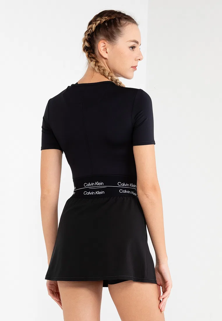 Укороченная футболка для фитнеса, Calvin Klein Sport, черный — фото 2