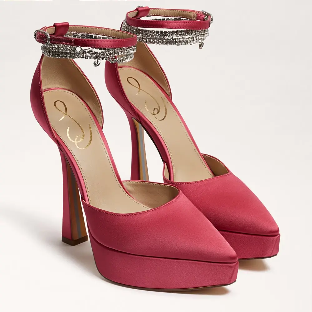 Туфли-лодочки Sam Edelman Andie, женские, розовые, сатиновые, на платформе и каблуке, с декором, JOBB1386