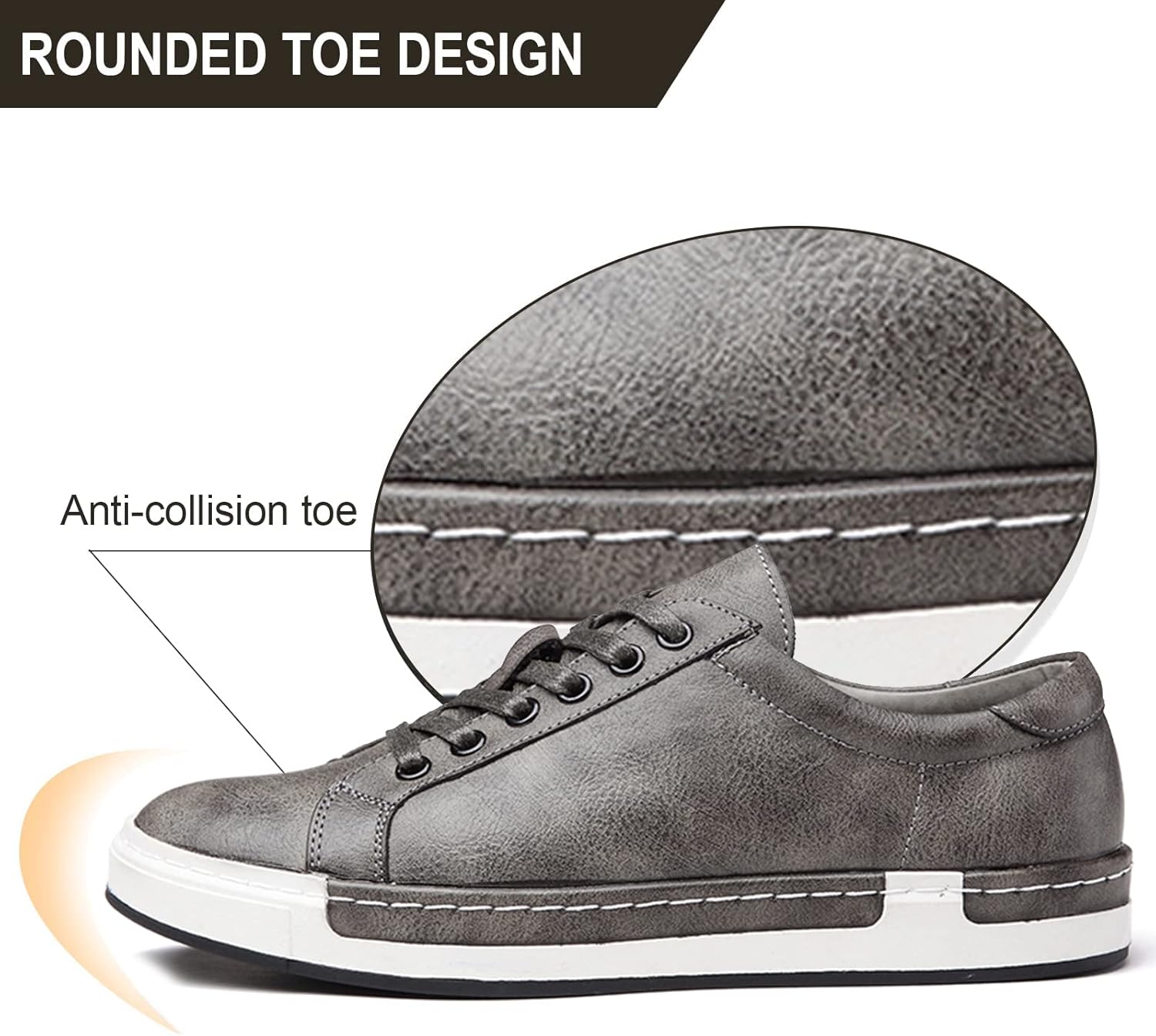 Мужские кожаные повседневные туфли на шнуровке Oxfords, модные, нескользящие, удобные кеды для бизнеса Asifn, черный — фото 4