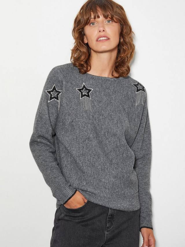 

Джемпер с соболиной звездой Monsoon, цвет Grey/Multi